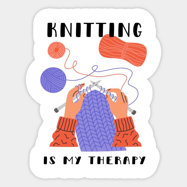 Knitting Is My Therapy Sticker by CoconutCakes